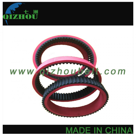 Black PU Timing Belt With Customized Red Rubber - Click Image to Close
